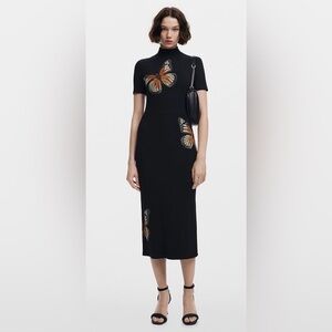 Desigual Women's Slim midi butterfly dress